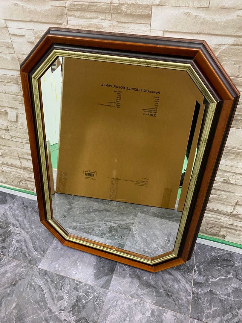 アンティーク　鏡　イタリア製　木製額縁