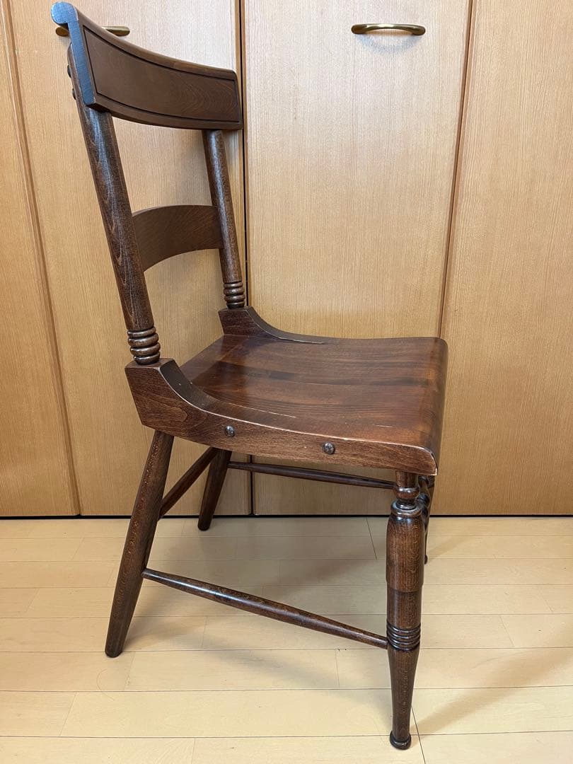 木製シンプルチェア ダークブラウン アンティーク