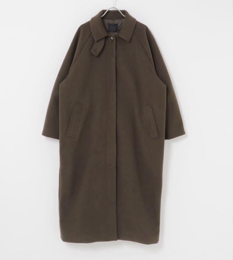 KBF ステンカラーコクーンロングコート　38 ブラウン　2025AW