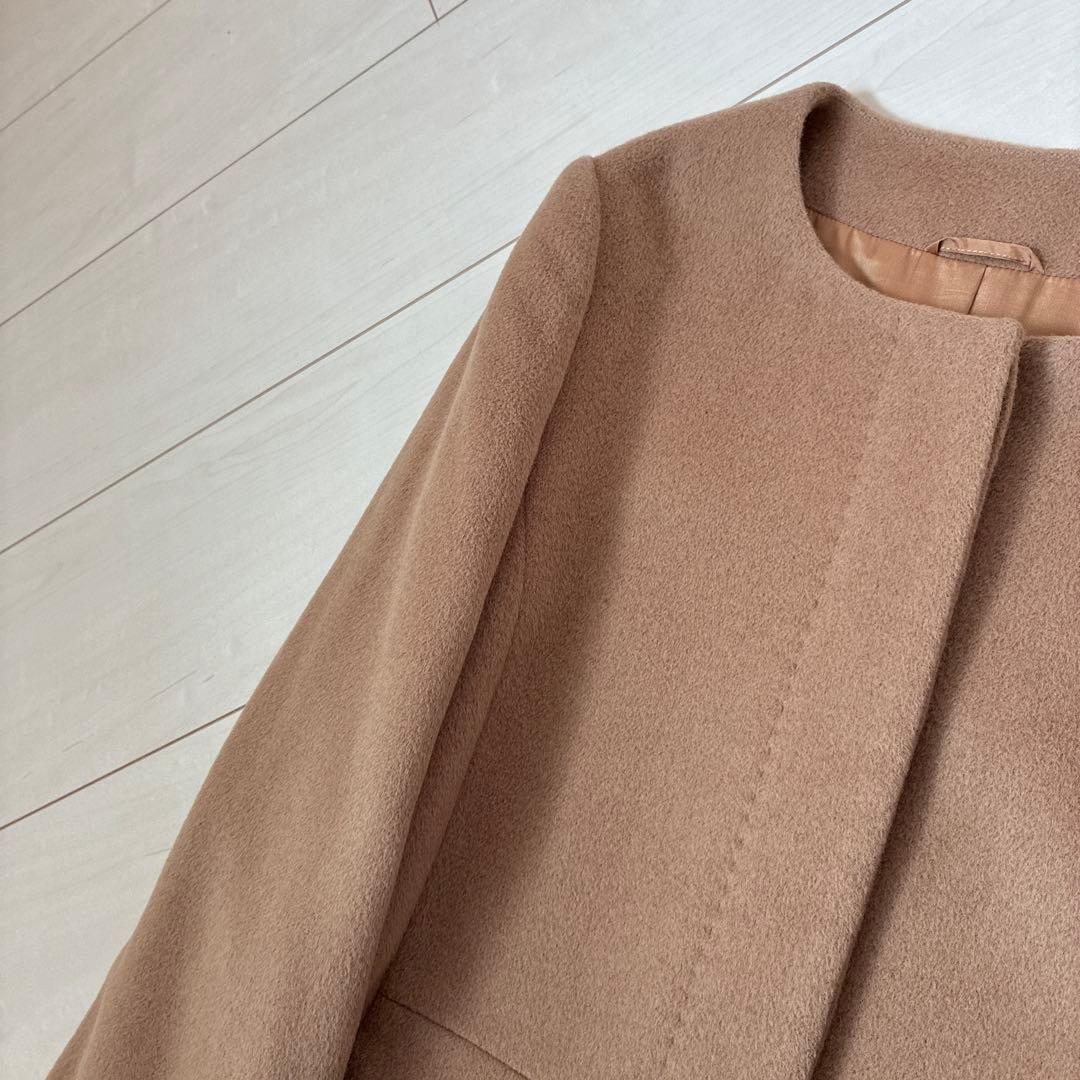 極美品　ANAYI アンゴラウール　ノーカラーコート　エムプルミエ　mid