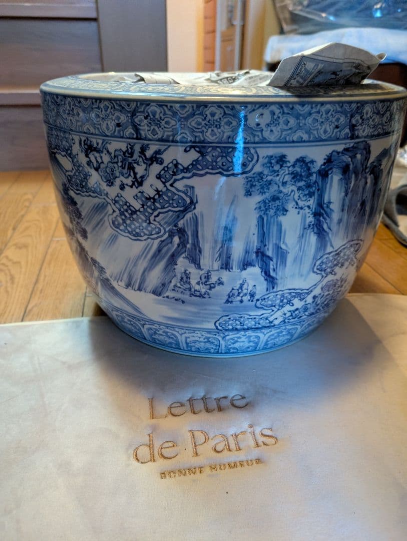 時代物古伊万里火鉢青白磁火鉢 約30cm