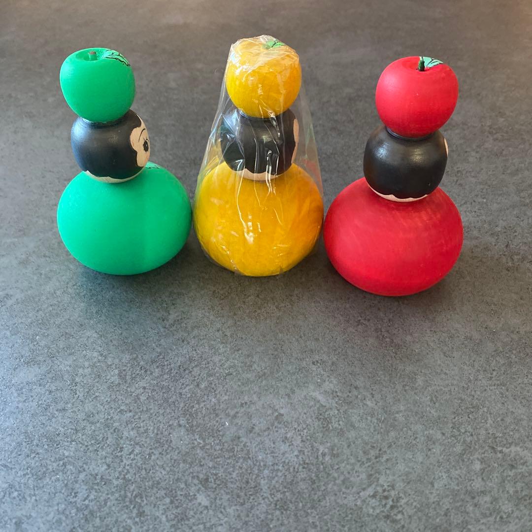 伝統こけし津軽系こけし/山谷レイ工人こけし 津軽りんご三姉妹こけし