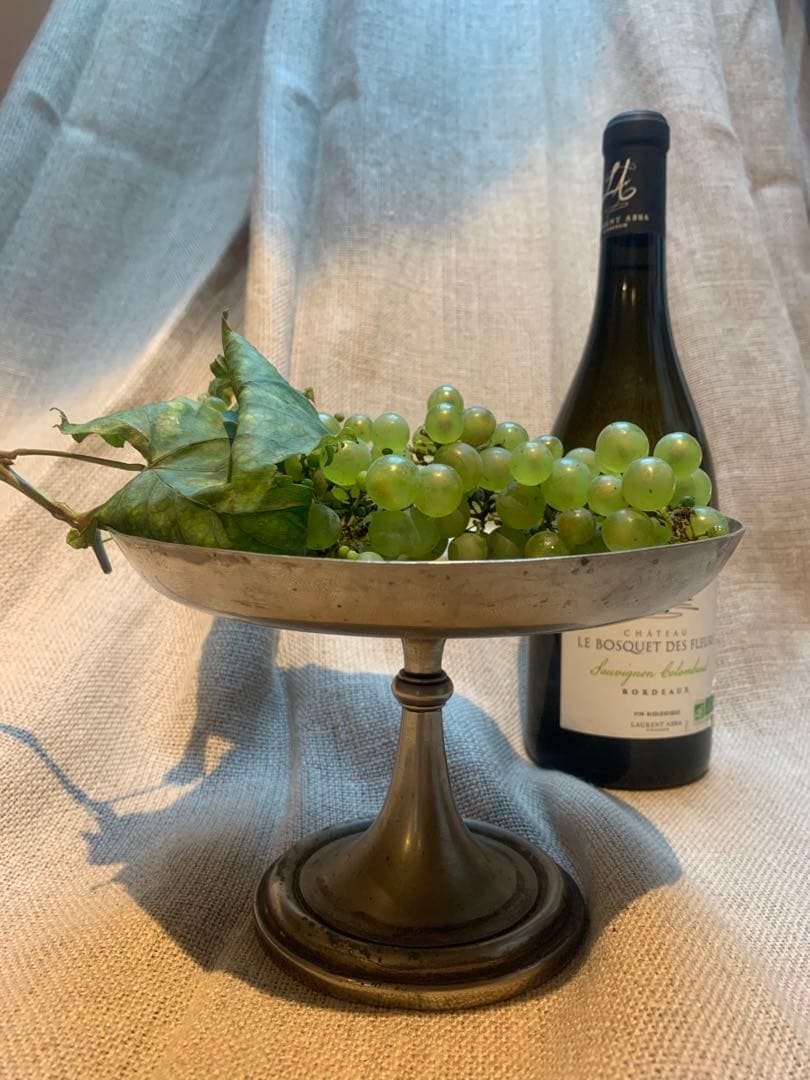 フランスアンティーク コンポティエ シルバー高台　刻印あり