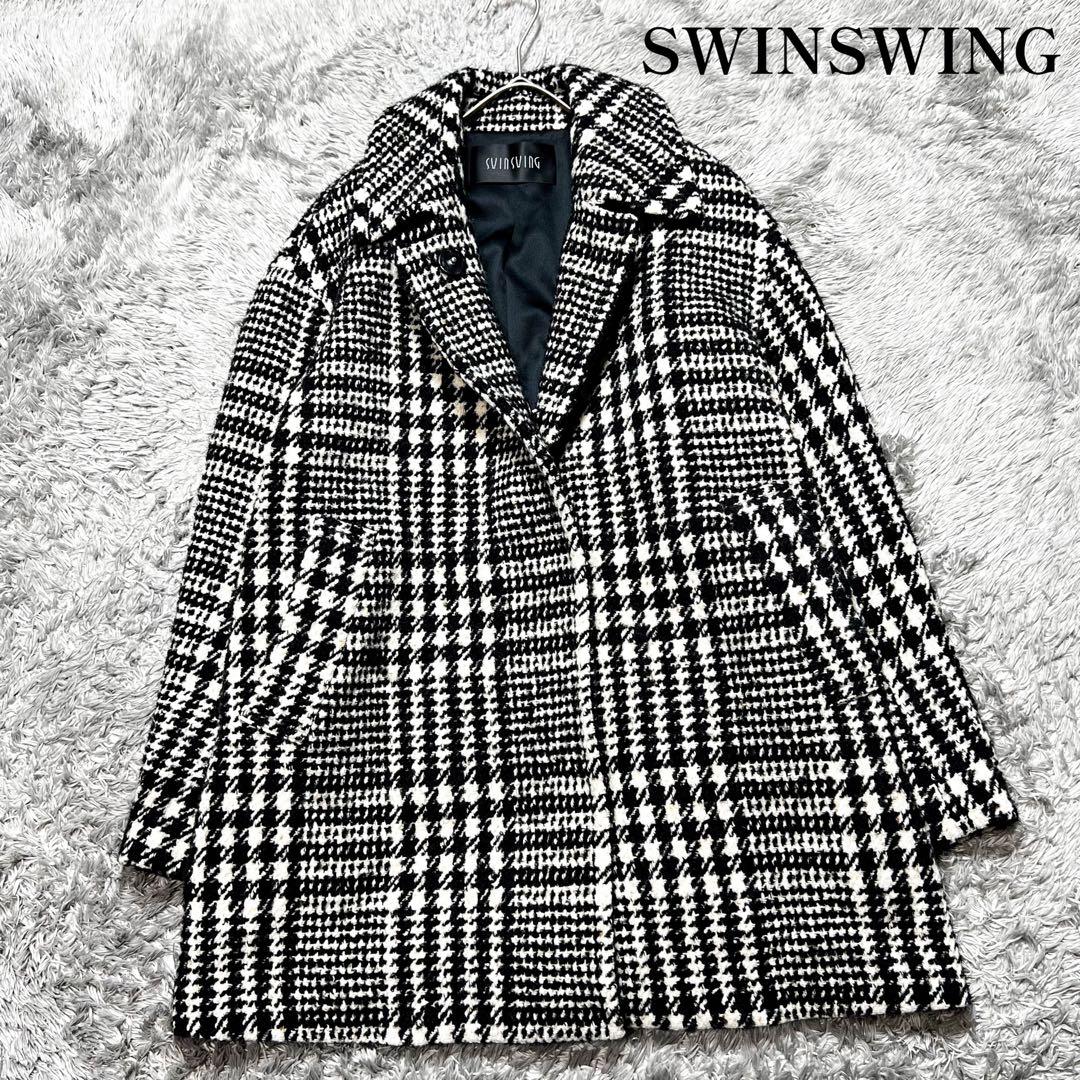 SWINSWING アルパカ混 千鳥格子 チェスターコート L相当　美品