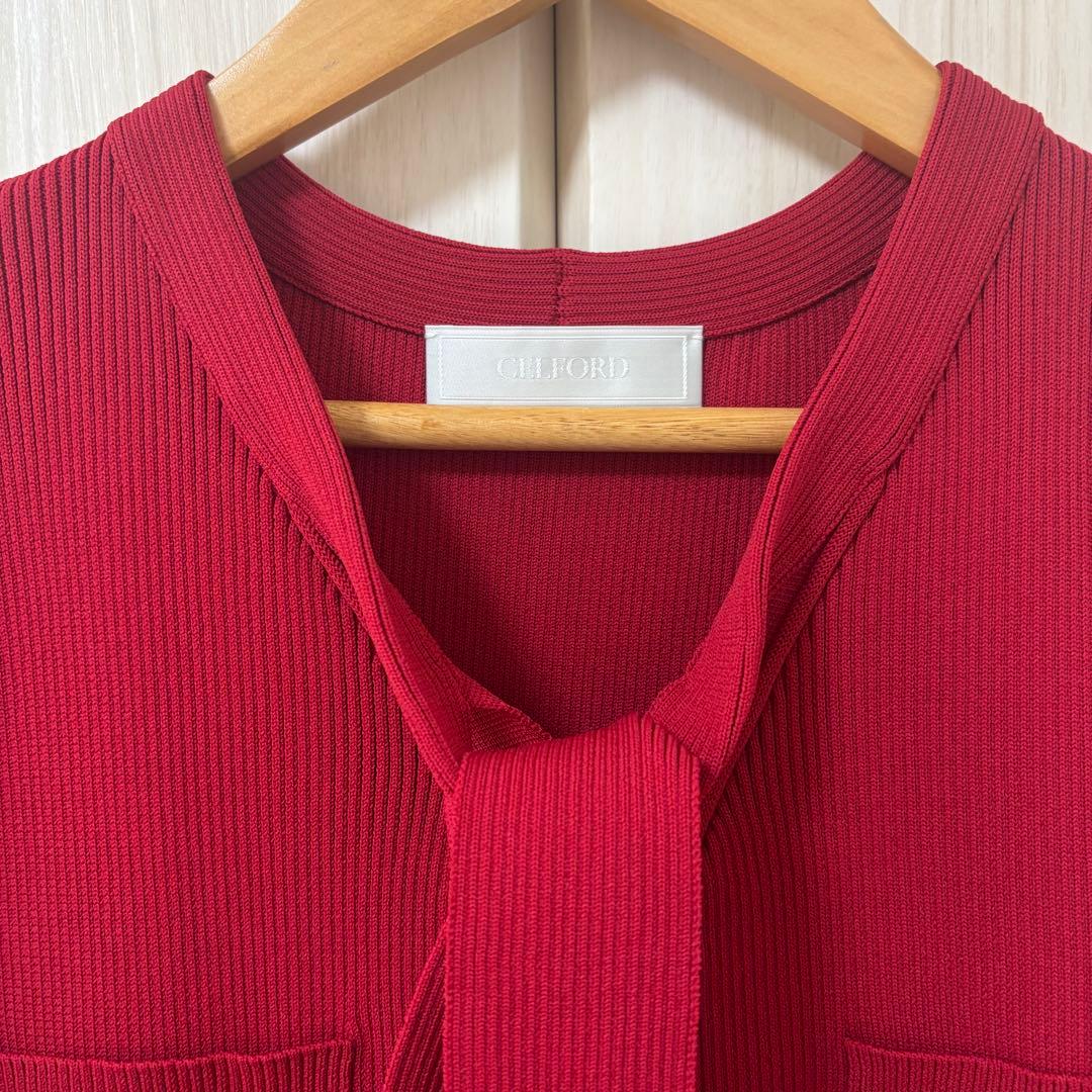 【新品未使用タグ付き】CELFORD ボウタイニットワンピース 38