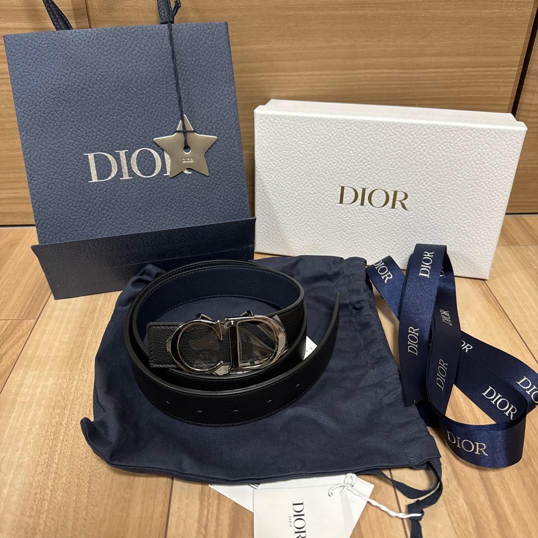 新品　未使用　Dior ブラックレザーベルト　CD ロゴ