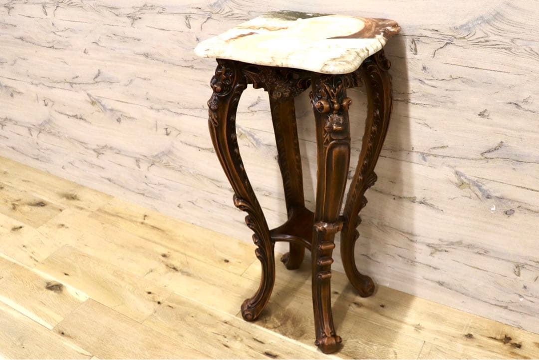 GMHK747○大理石風 木製 サイドテーブル 花台 飾り台 フラワースタンド