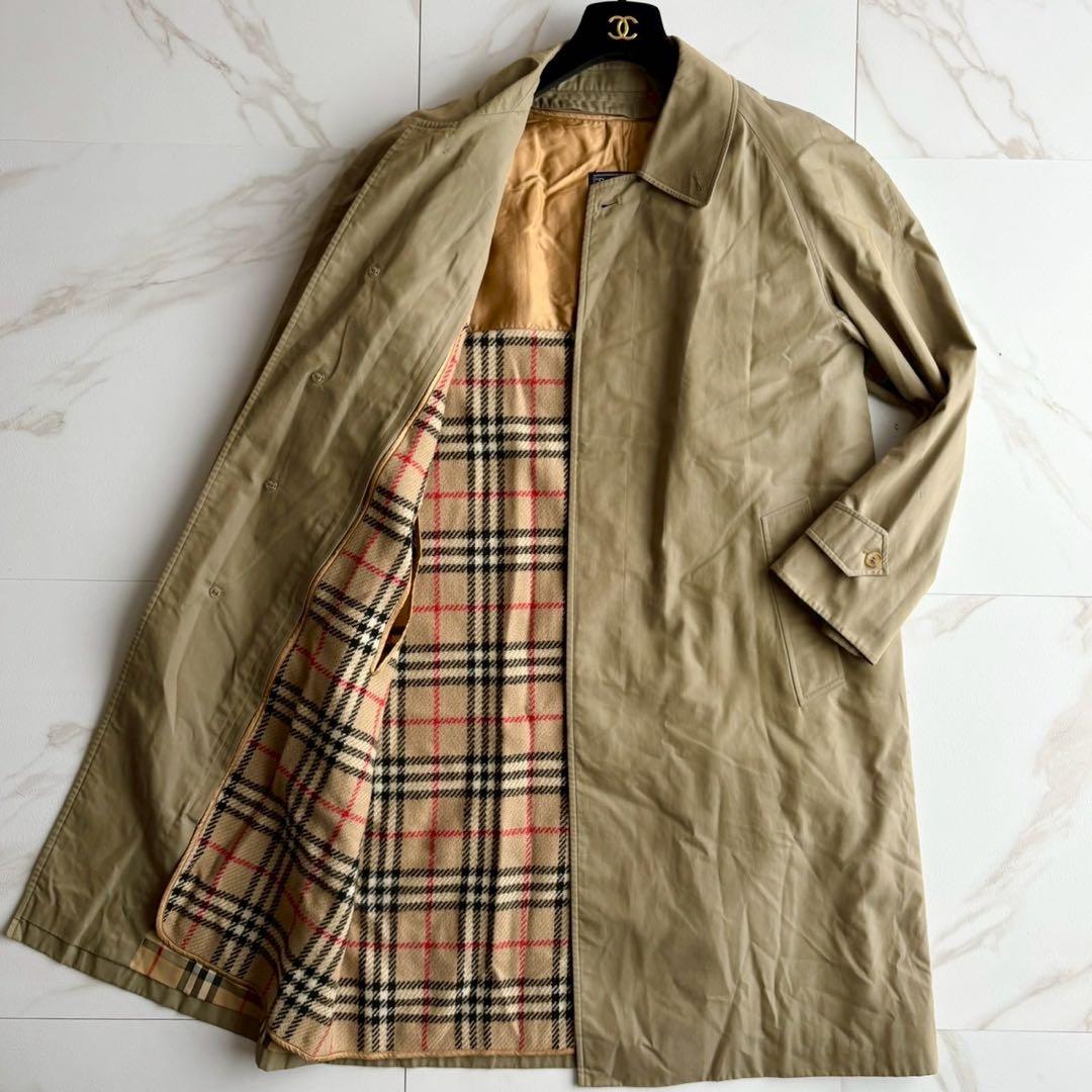 人気◆バーバリー ライナー付 ステンカラー バルマカーン コート カーキ L