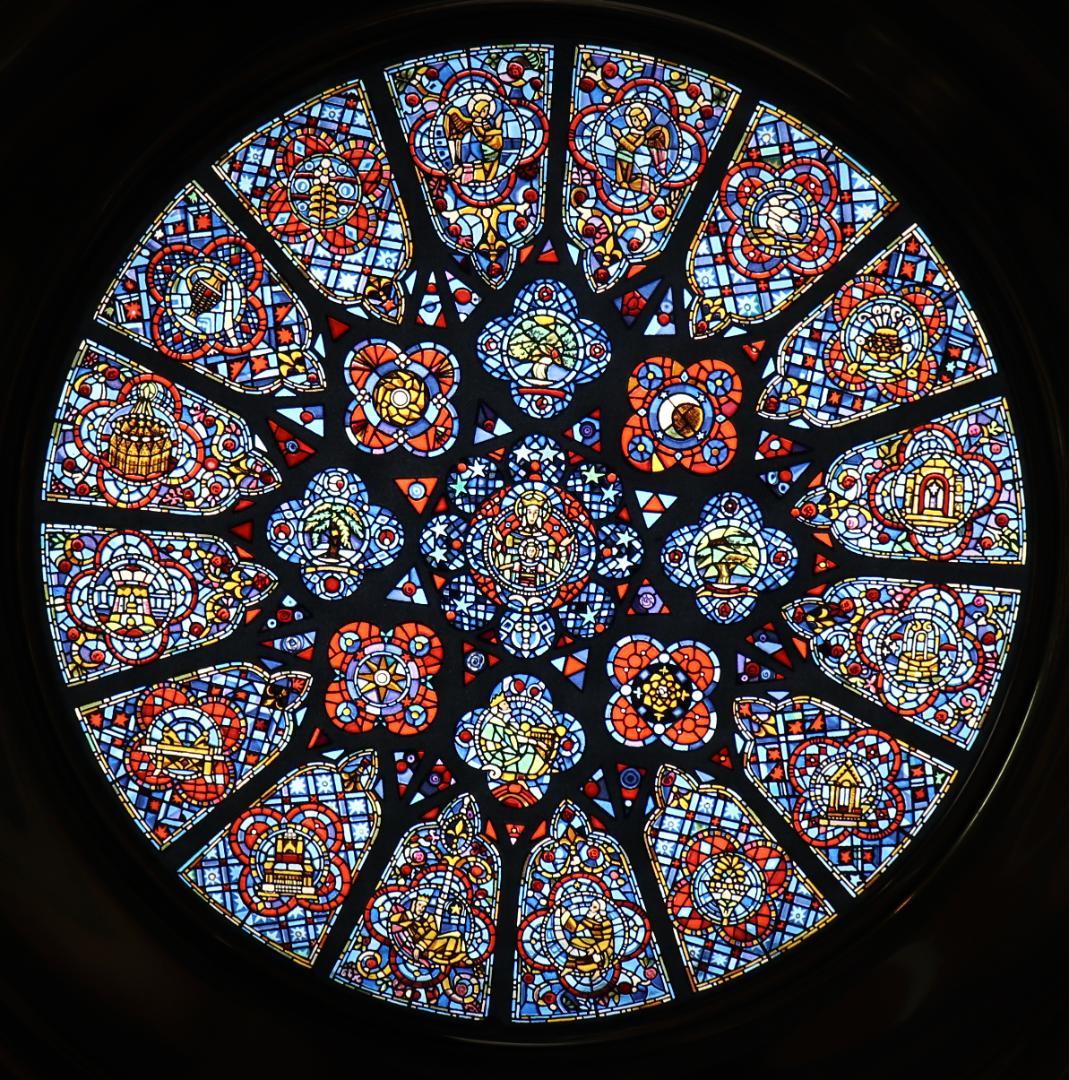 限定作品 ランス ノートルダム大聖堂 ヴィンテージ ステンドグラス 大型 バラ窓