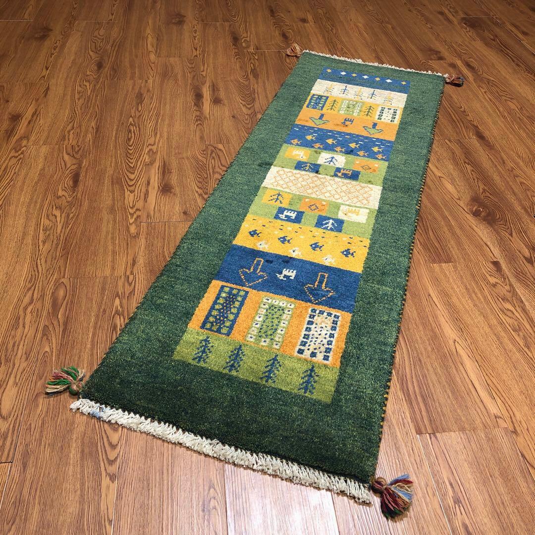 ペルシャギャッベ( ギャベ )ラグ ベッドサイド 廊下 ランナー No.8197