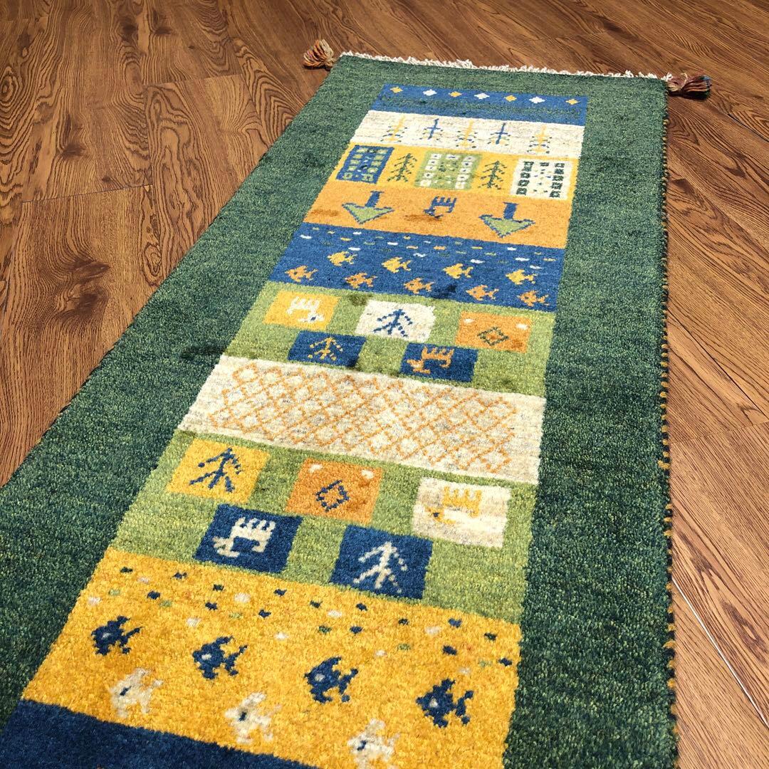 ペルシャギャッベ( ギャベ )ラグ ベッドサイド 廊下 ランナー No.8197