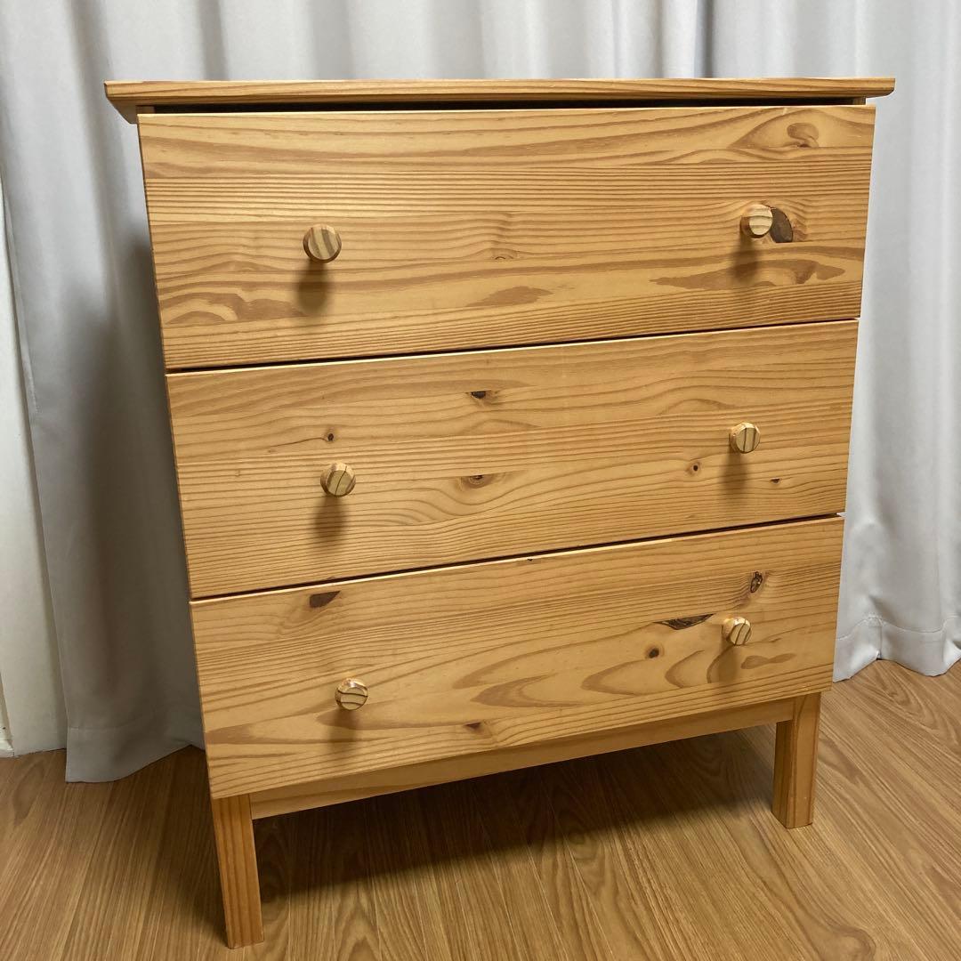 イケア　IKEA TARVAタルヴァ　3段チェスト　木製　廃盤品　レア　タンス
