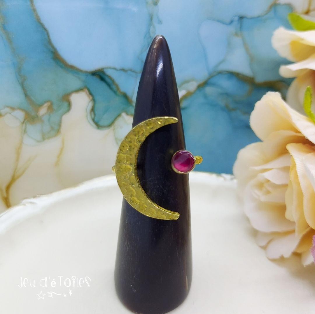 ‧˚₊*̥ 三日月と星の指輪 (ルビー) ‧˚₊*̥