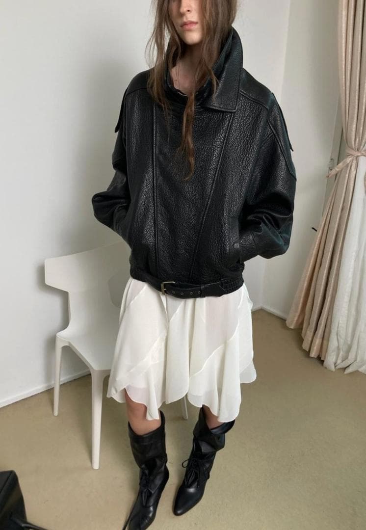 LONDONFLAT 25FW イタリアン シュランケン ラムレザー ジャケット
