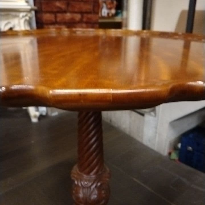 アンティーク調　シノワ　サイドテーブル コーヒーテーブル チーク材　円形