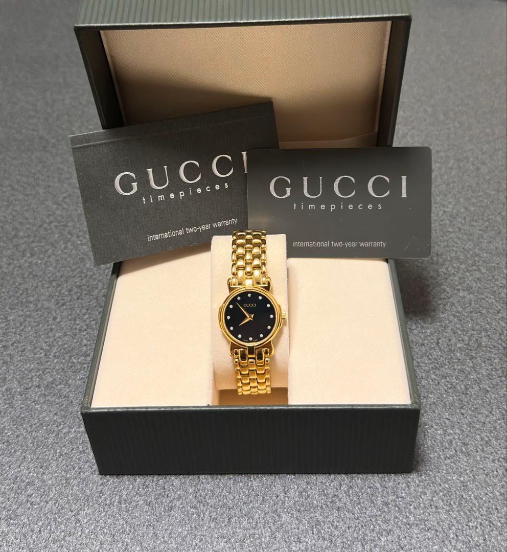 稼動 希少 GUCCI 腕時計 3400L レディース ゴールド 12Pダイヤ
