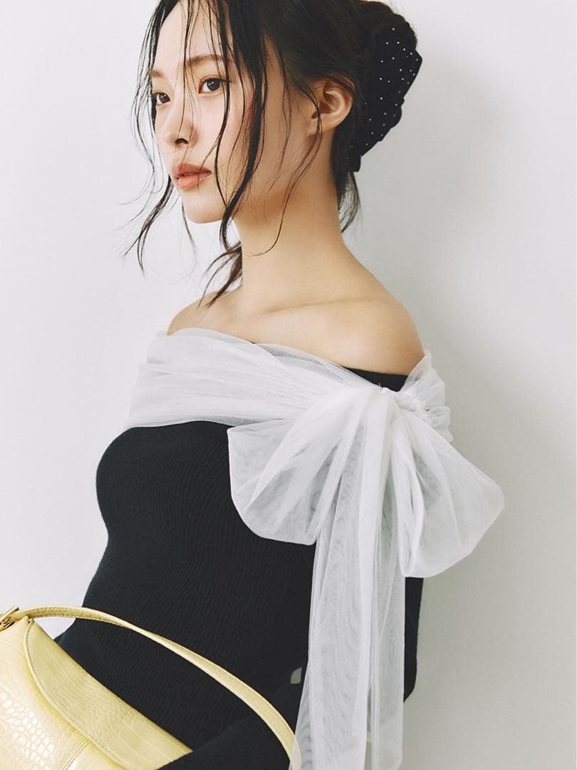 フレアアイディー 3wayリボンオフショルニットプルオーバー