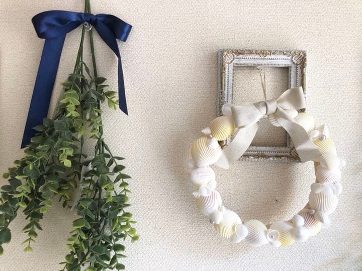 Shiny ribbon shell wreathe  ⋆。˚ リース シェル
