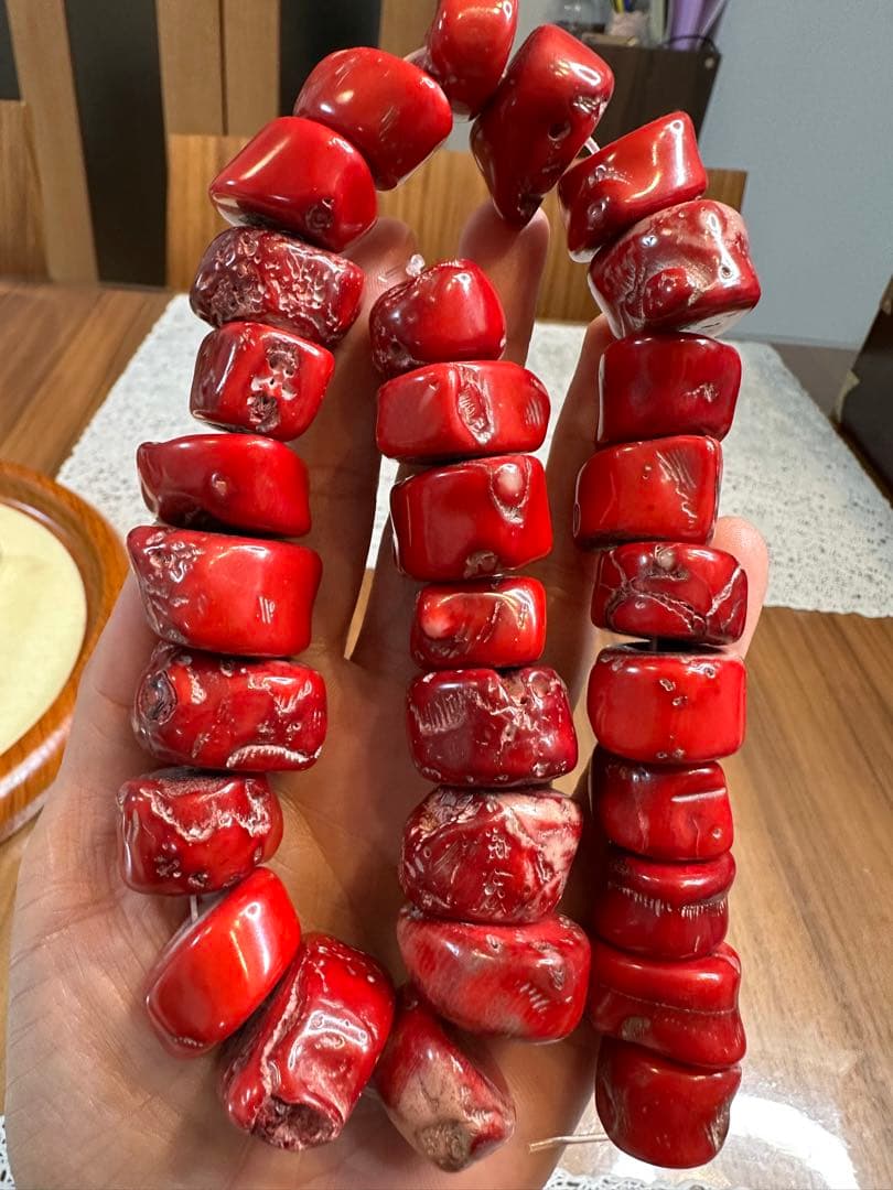 Z-602 赤珊瑚　サンゴ　ビーズ　一連　ハンドメイド