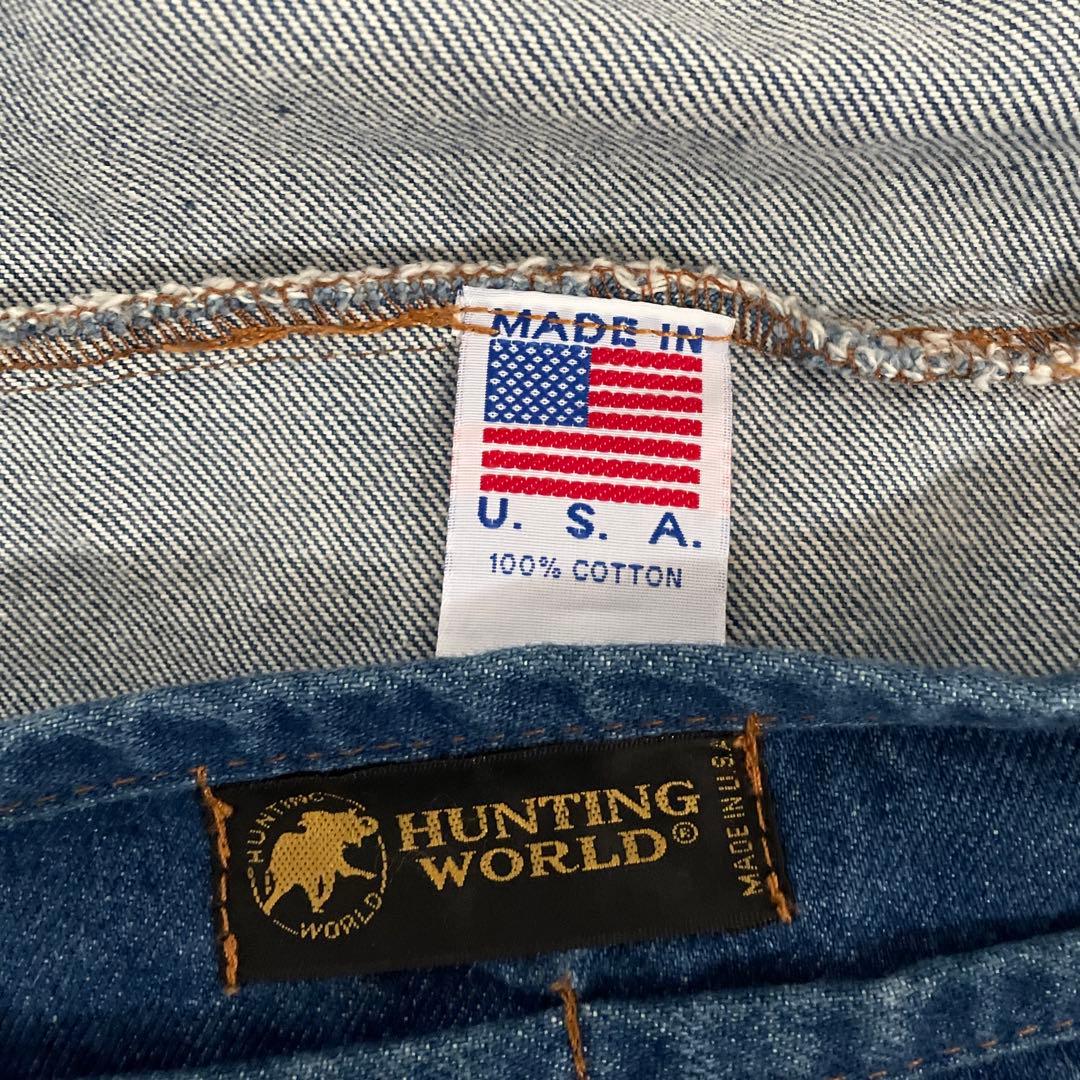 【美品】ハンティングワールド 大容量 デニム USA製 フラップ　ビッグロゴ