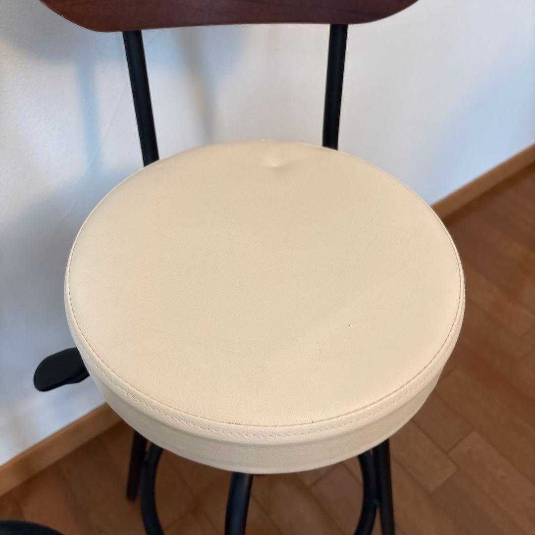 カウンターチェア2脚セット*ベージュ×ブラウン背もたれ　バーチェア スツール