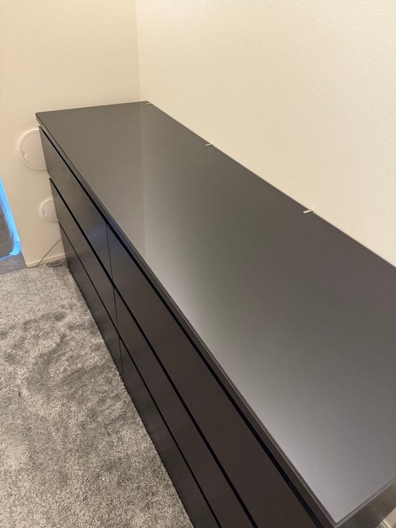 IKEA マルム　黒の木製チェスト 6引き出し