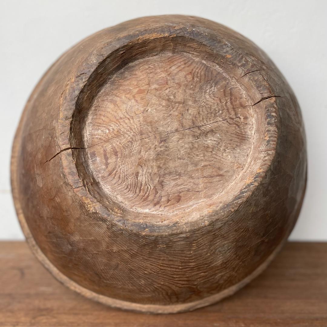 木製 ボウル こね鉢 生地鉢 ねり鉢 木鉢 民芸 アンティーク 古道具 一刀彫