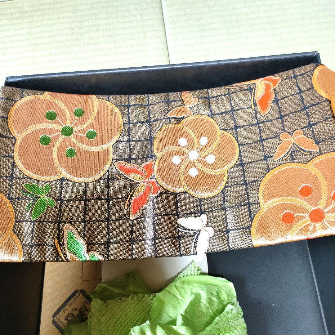 七五三用　正絹袋帯　金色花柄装飾品　こども　金糸