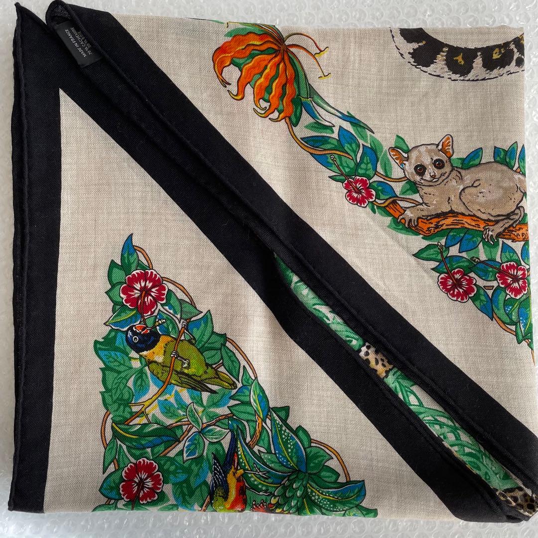 エルメス　ジャングル　ラブ　トライアングルジェアン　カシミヤシルク　スカーフ