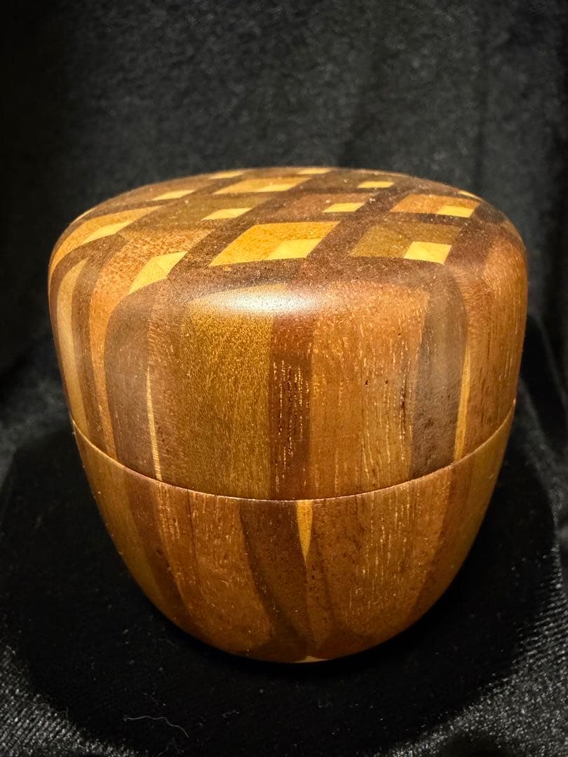 寄木細工 箱根細工 棗 無垢 なつめ 茶入れ 茶道具 茶筒直径6cm×高6cm