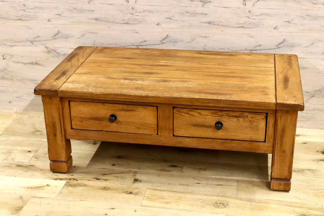 GMHK471○オーク材 ヴィンテージ センターテーブル リビングテーブル クラ