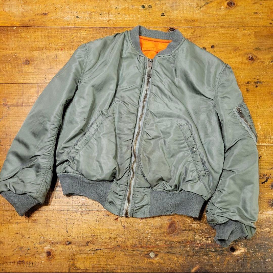 希少 60's USA製 vintage ALPHA MA-1 短丈 グリーン