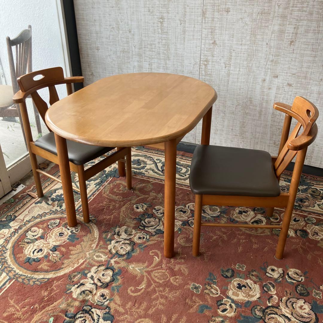 北欧レトロ 光製作所 天然木 楕円形ダイニングテーブル 古道具古家具 ビンテージ