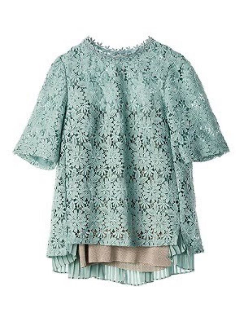 値下げ　新品タグ付き　ミュベール　ミントレースブラウス