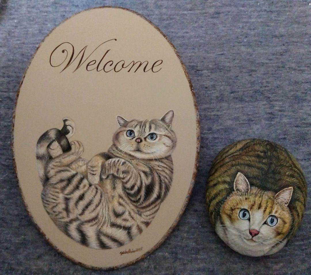 ※しも様※　おまとめ２点　ネコちゃん　ストーンアートとウェルカムボード