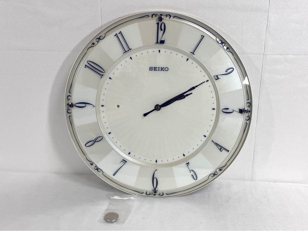 セイコークロック 掛け時計 白パール光沢 直径35.1×3.0cm KX504W