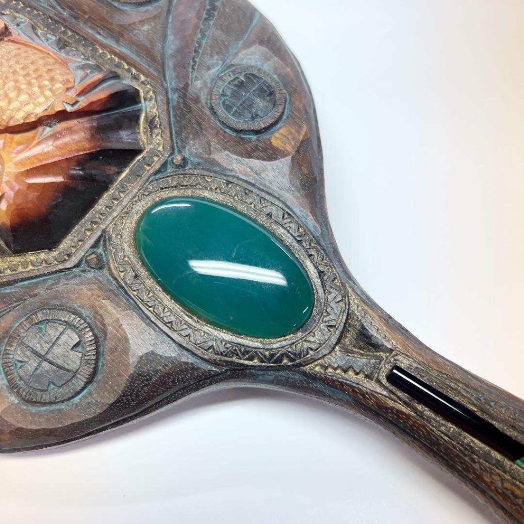 アイヌコタン　西田智三さん　ハンドミラー　手鏡　エカシ　コタンコロカムイ　天然石