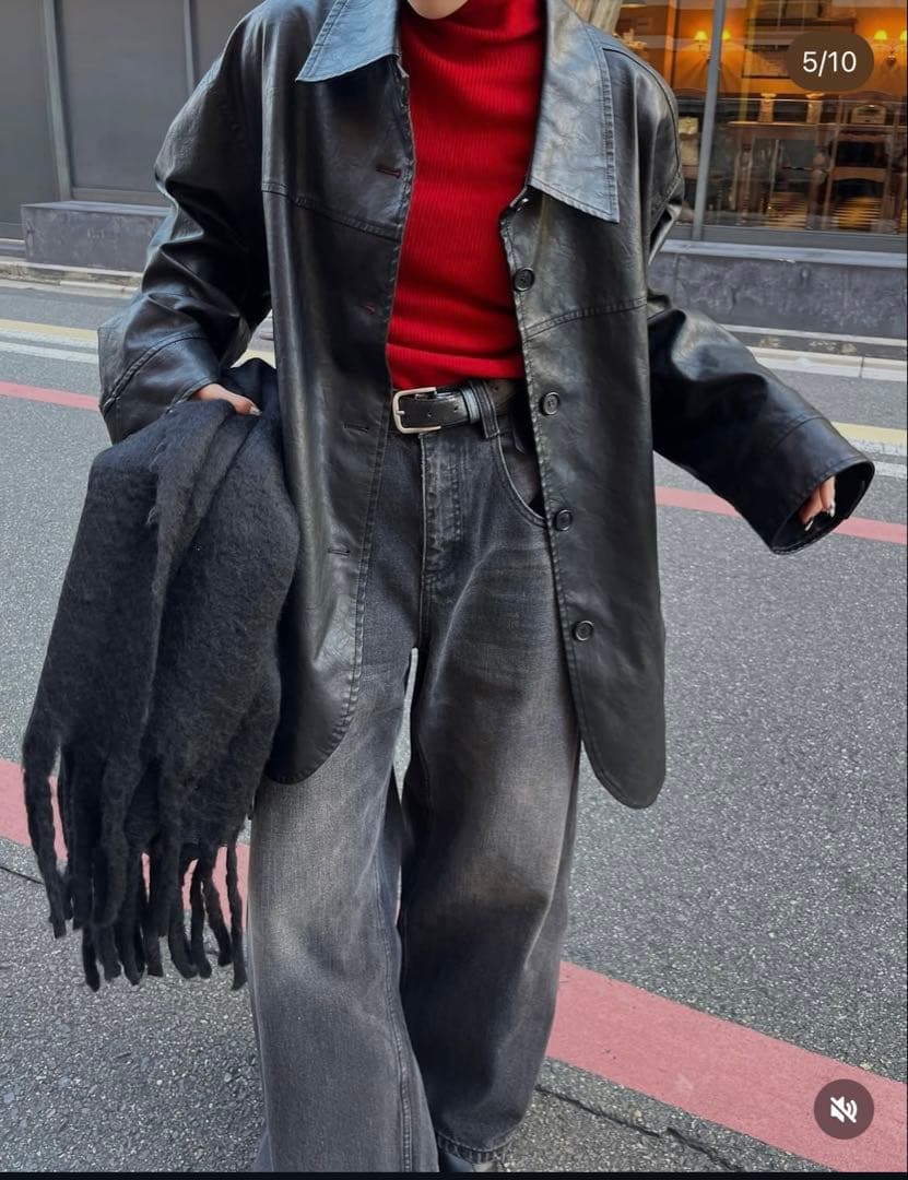 ジャケット・アウター efu VINTAGE FAUX LEATHER COAT