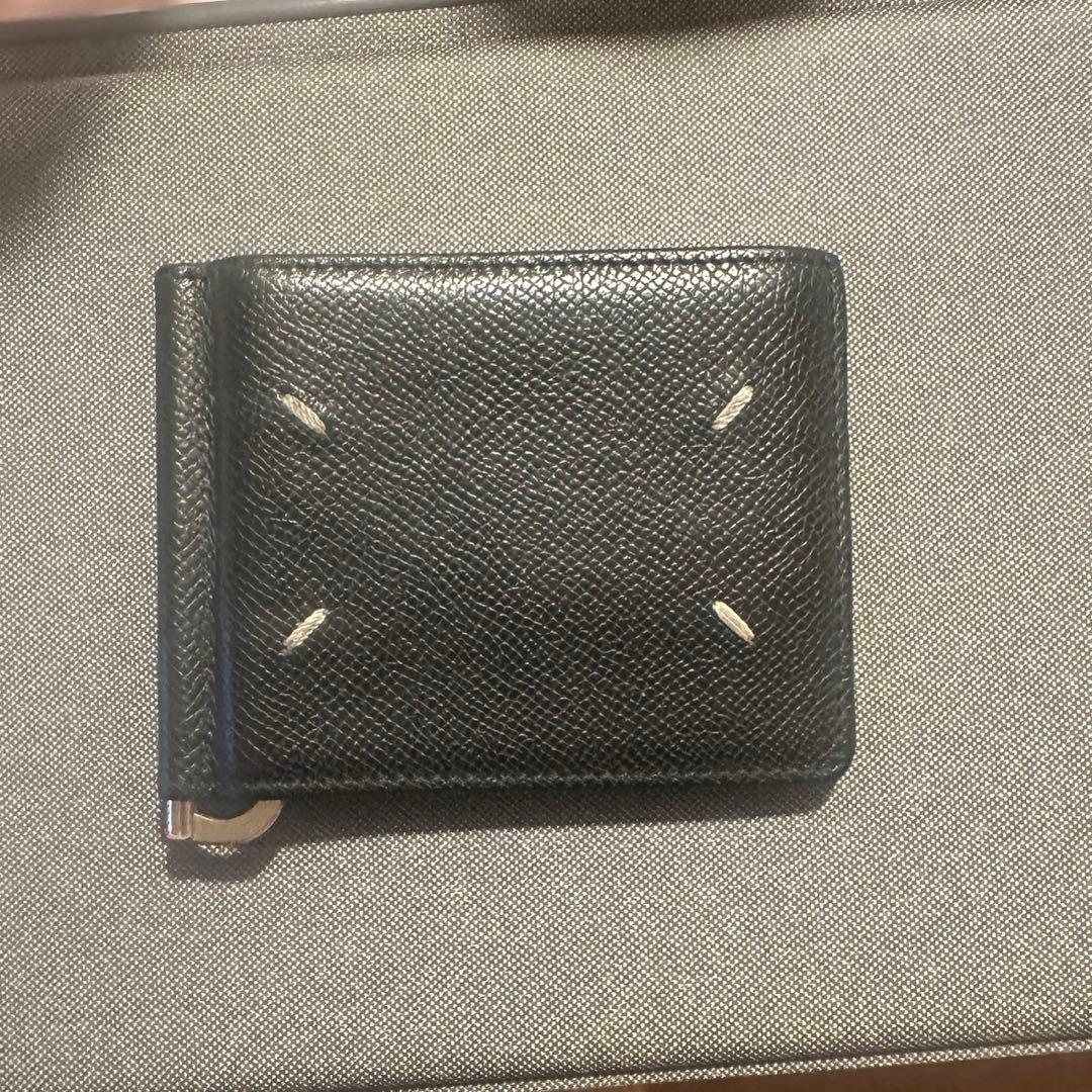 メゾンマルジェラ グレイニーレザー スリムウォレット マネークリップ ブラック