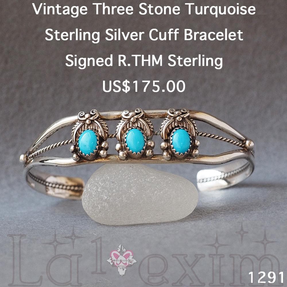 超美品 ターコイズ ３個 インディアンジュエリー 純銀 バングル 刻印 ナバホ族