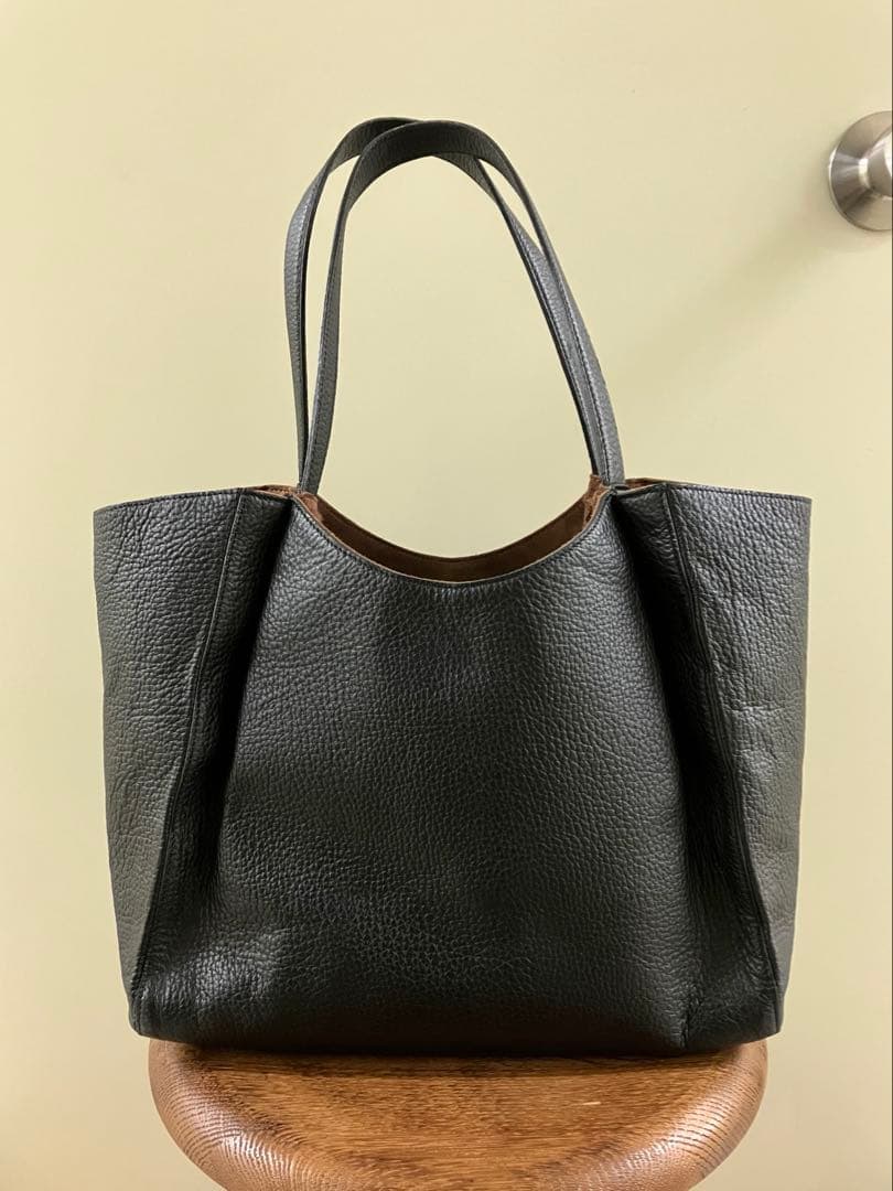 【THE WARMTHCRAFTS】BLACK シボ革 tote-BAG