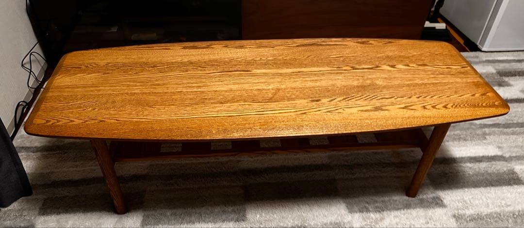 モモナチュラル　ナチュラルウッド オーバル型センターテーブル