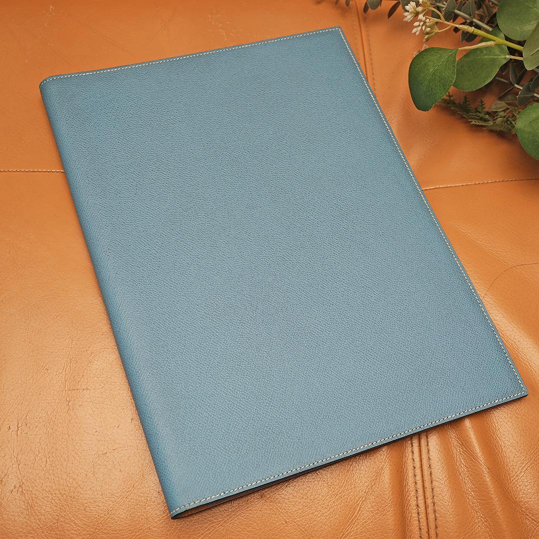 希少　美品　 エルメス A4　ノートカバー　バイカラー　アジェンダ ブルージーン