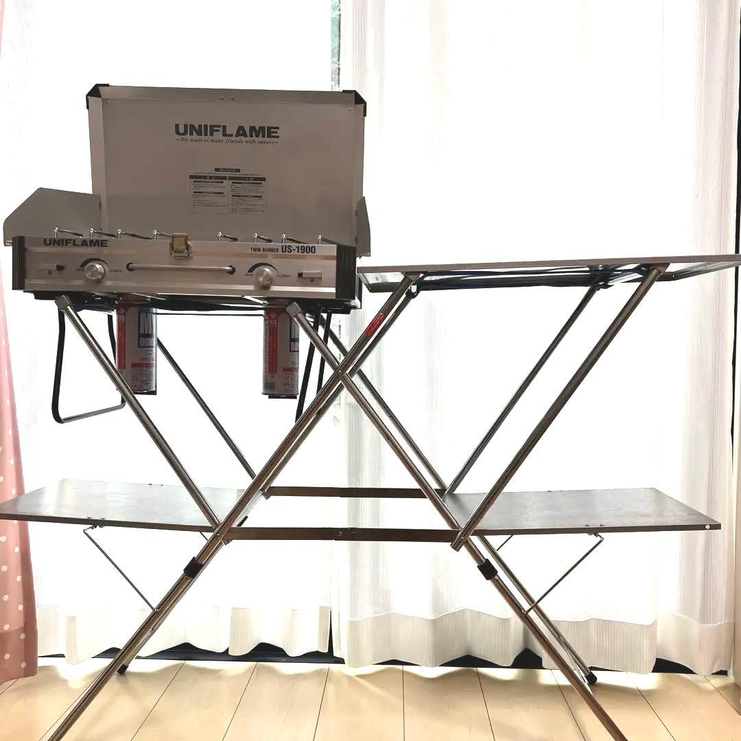 UNIFLAME ツーバーナーコンロ US-1900スタンド&専用バッグセット