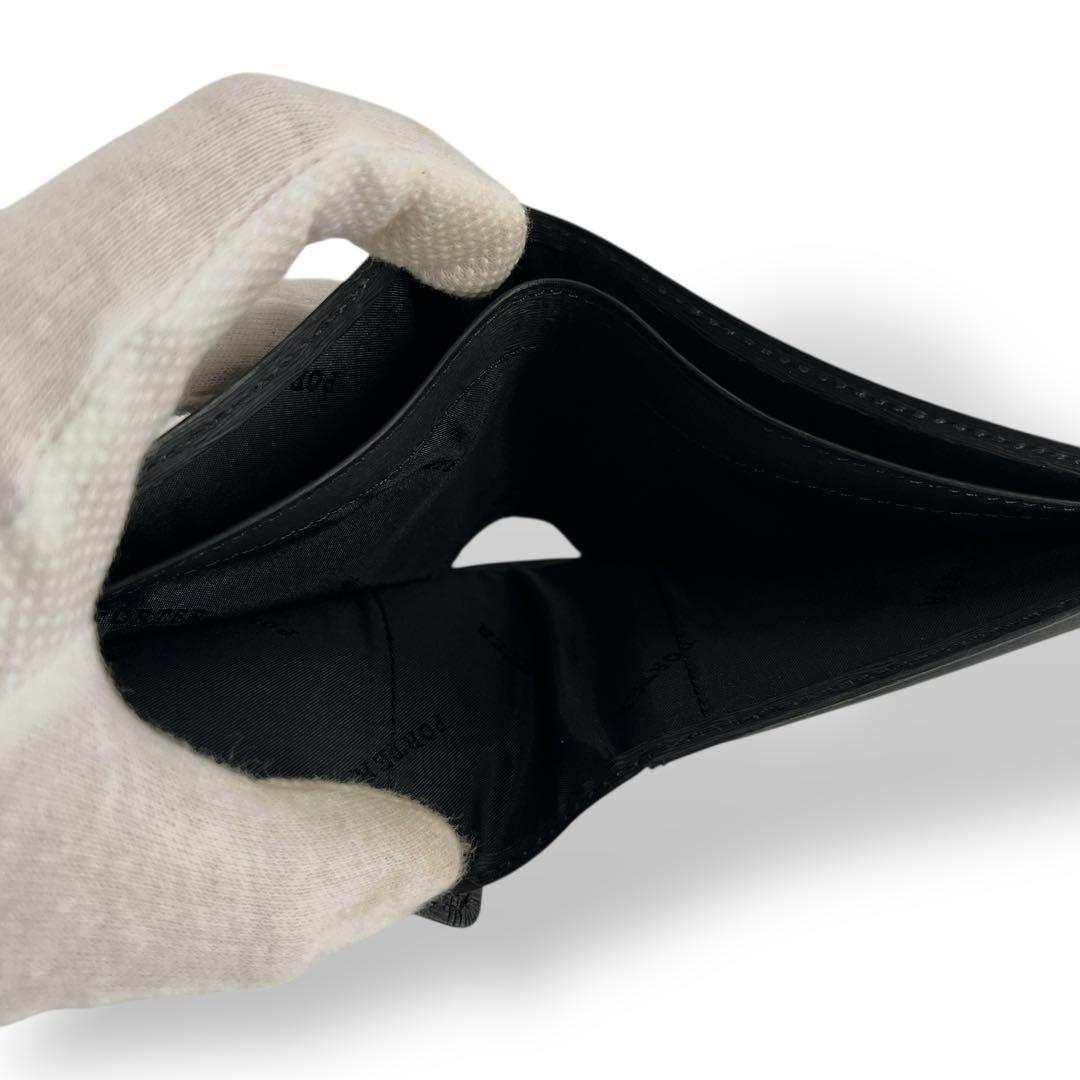 ポーター　カレント　二つ折り財布　プレートロゴ　コンパクトウォレット　ブラック