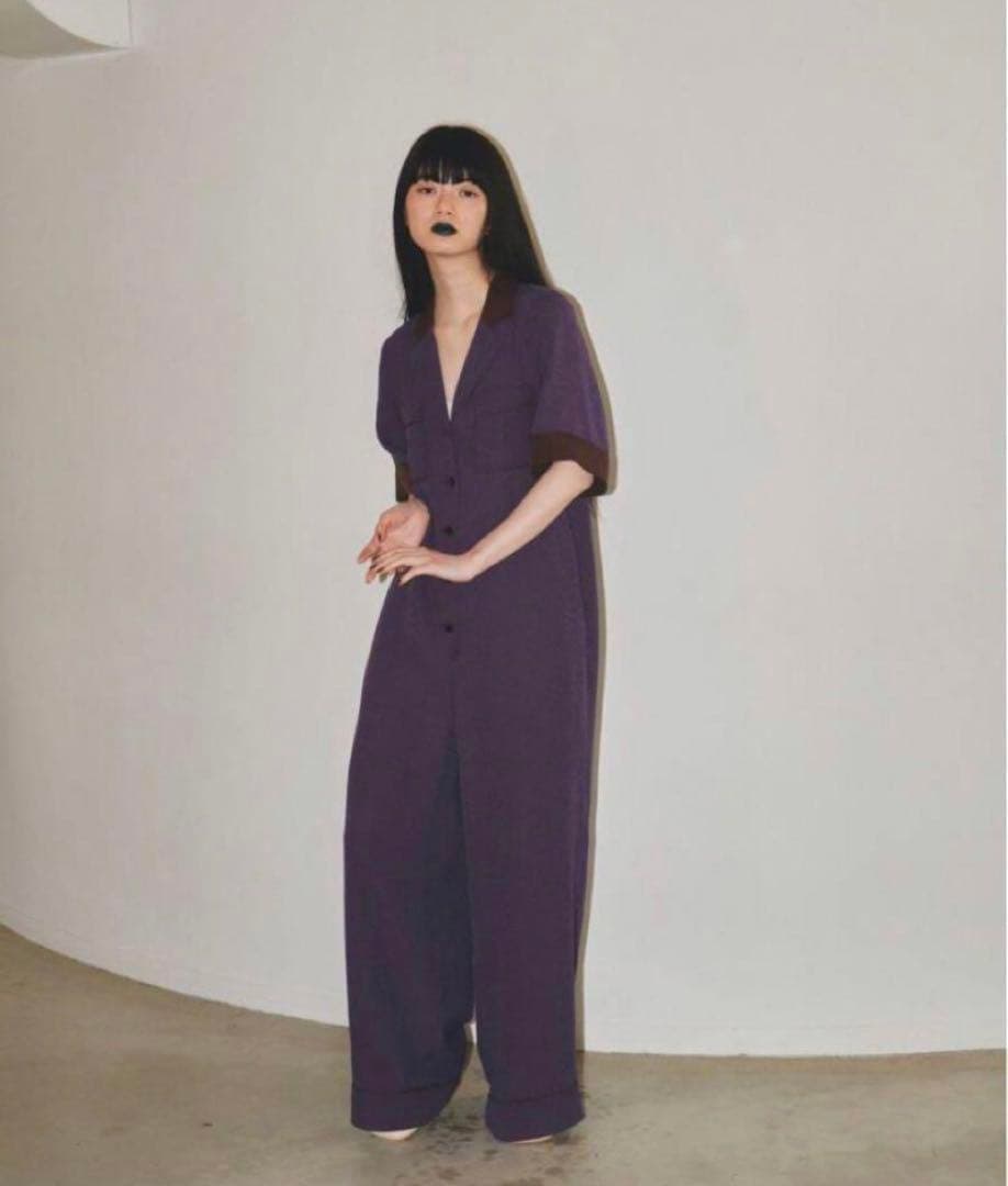 ジョーゼットチェックコンビネゾン　トゥデイフル　パープル