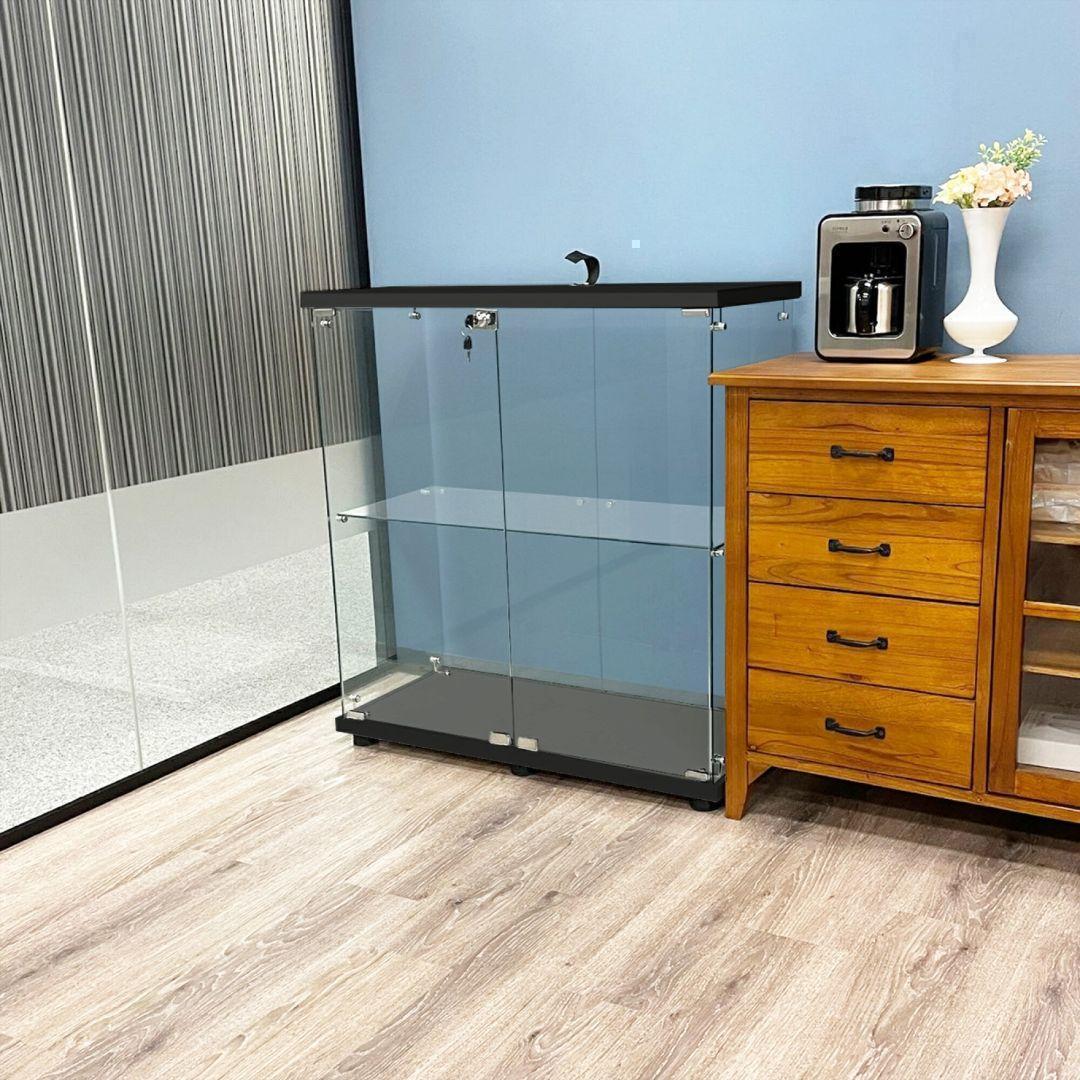 ガラスケース 2段両扉B1998コレクション フィギュア 棚 ショーケース 黒