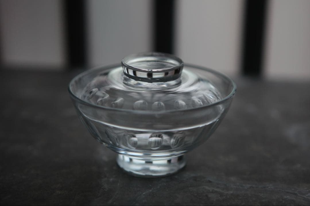 古道具　戦前　大正　昭和初期　蓋付ガラス碗　レア　B