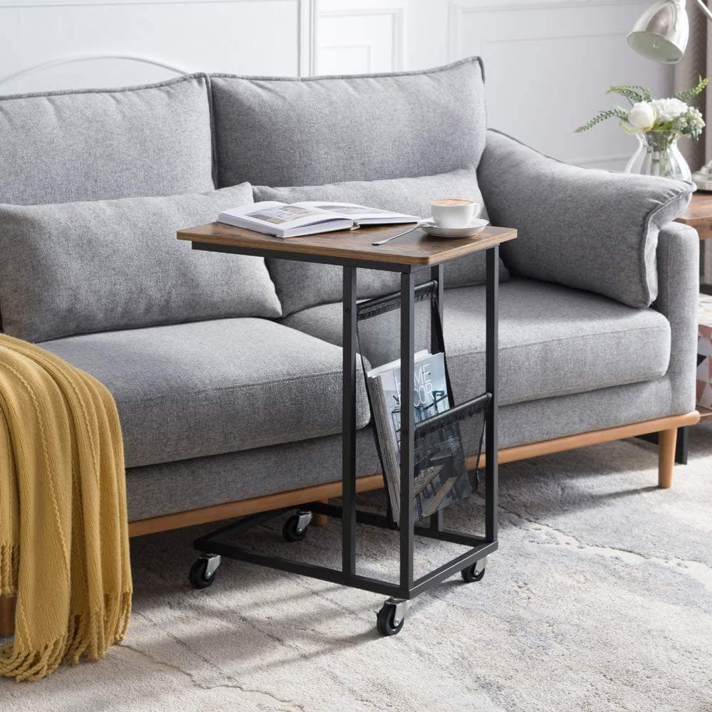 キャスター付き 収納バッグ サイドテーブル コの字型デザイン