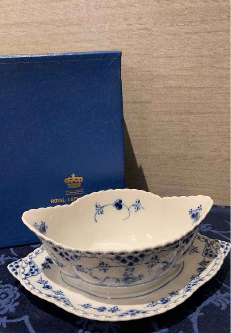 未使用◼️ロイヤルコペンハーゲン ブルーフルーテッド フルレース ソースボート